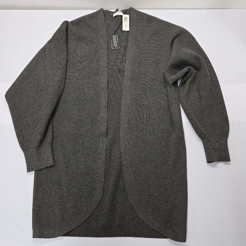 Babaton Aritzia Decision Cardigan Ribbed Open Front Grey Large NWT